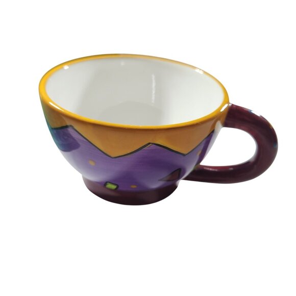 Hand Painted Bella Casa Ganz Stoneware Coffee Mug cup artsy abstract Geometric - Picture 2 of 5